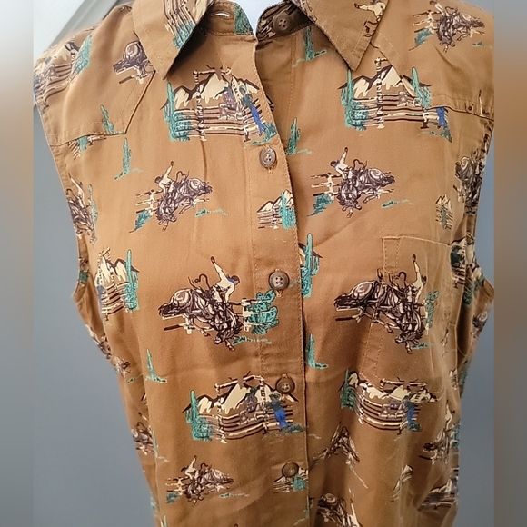 ARIAT Button Up Shirt Large Cowboy Print Western Outdoor Ranch - Picture 2 of 6